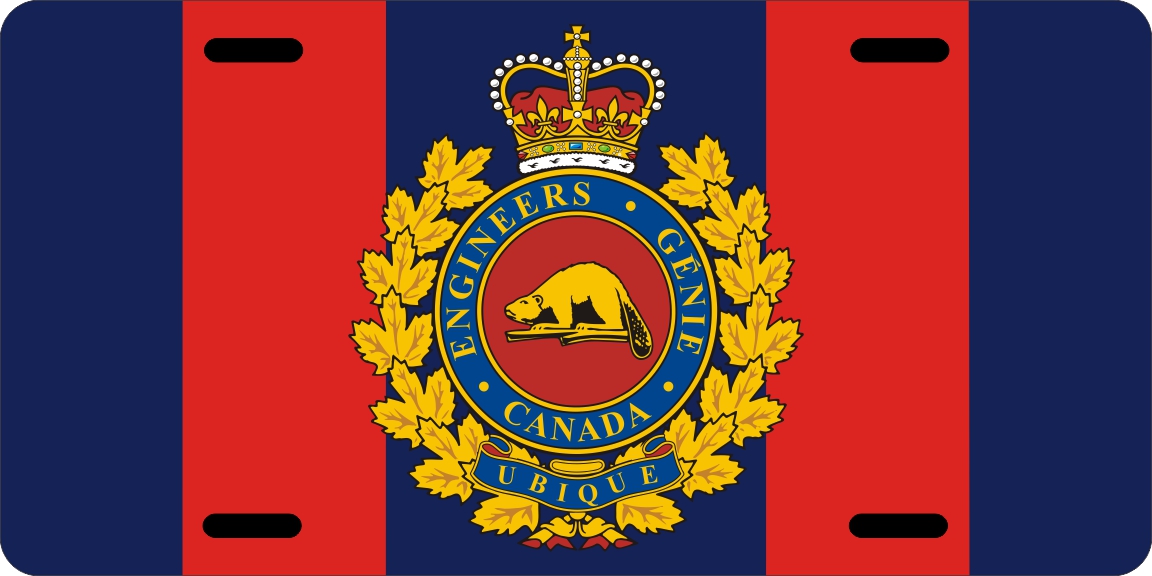 Canadian Military Engineers / Royal Canadian Engineers Flag with Badge License Plates