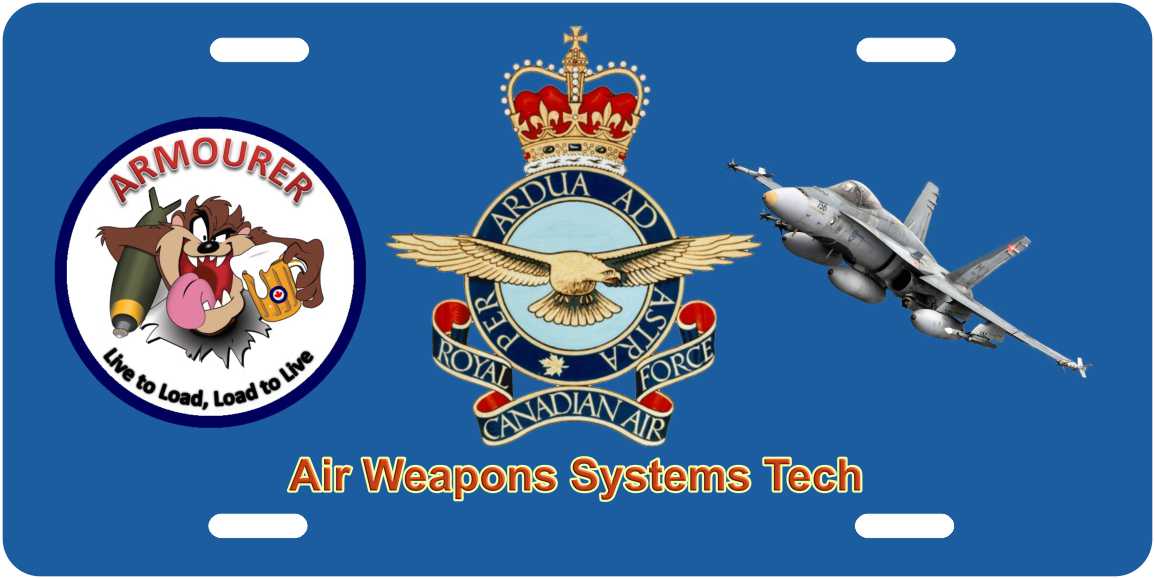 Royal Canadian Air Force Air Weapons Systems Tech License Plates