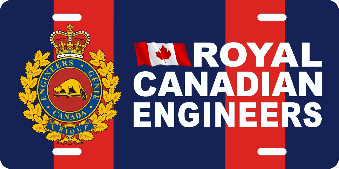 Royal Canadian Engineers Flag (with Text) License Plates