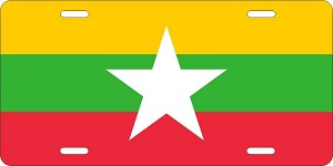 Myanmar Flag License Plates