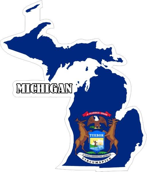 Michigan Map Flag Decal