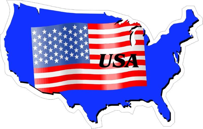 USA Map Flag Decal